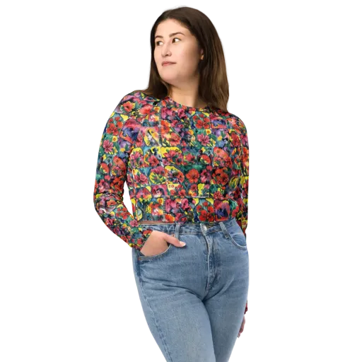 Crimson Garden Myth on a Long Sleeve Crop Top