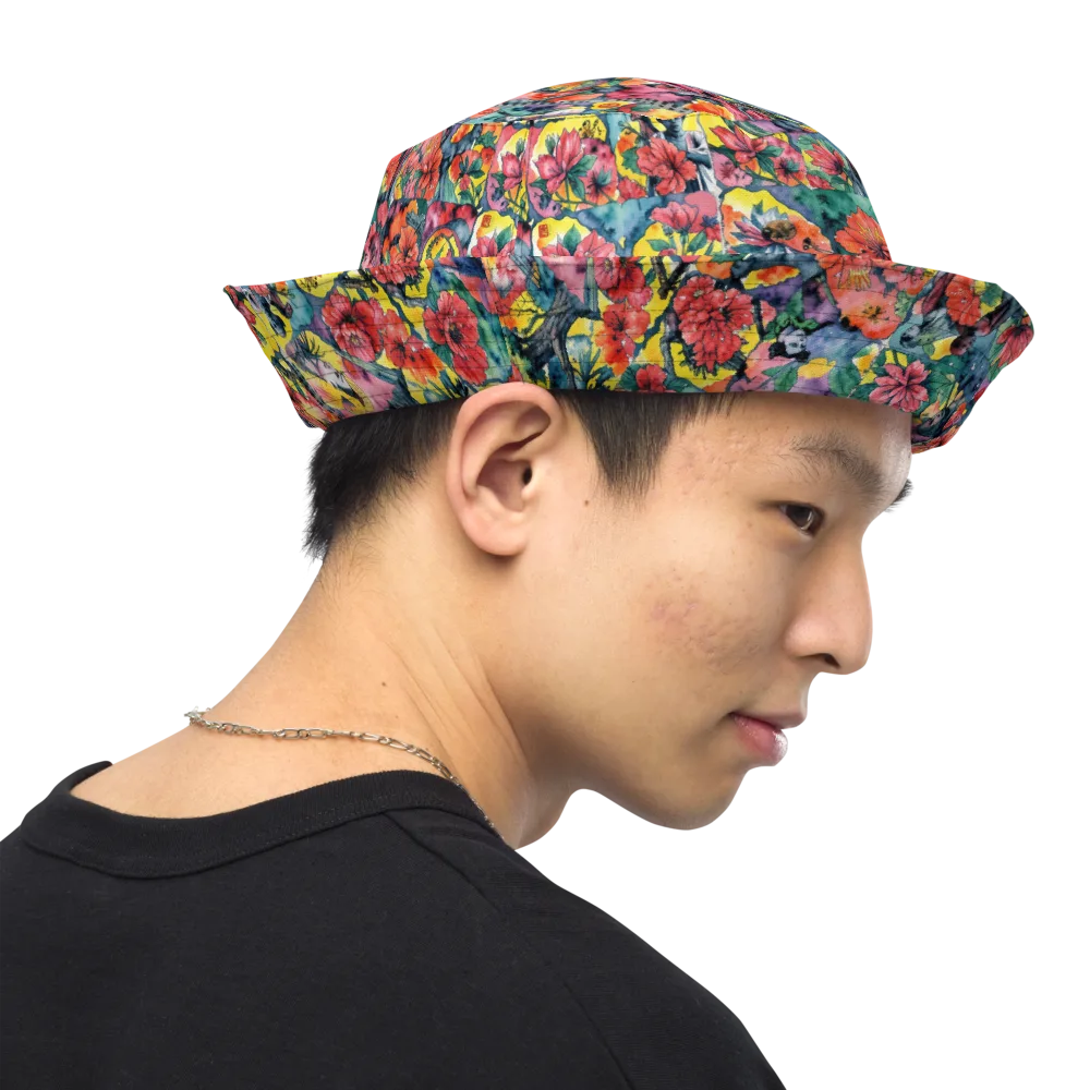 Crimson Garden Myth on Reversible Bucket Hat — Right Outside