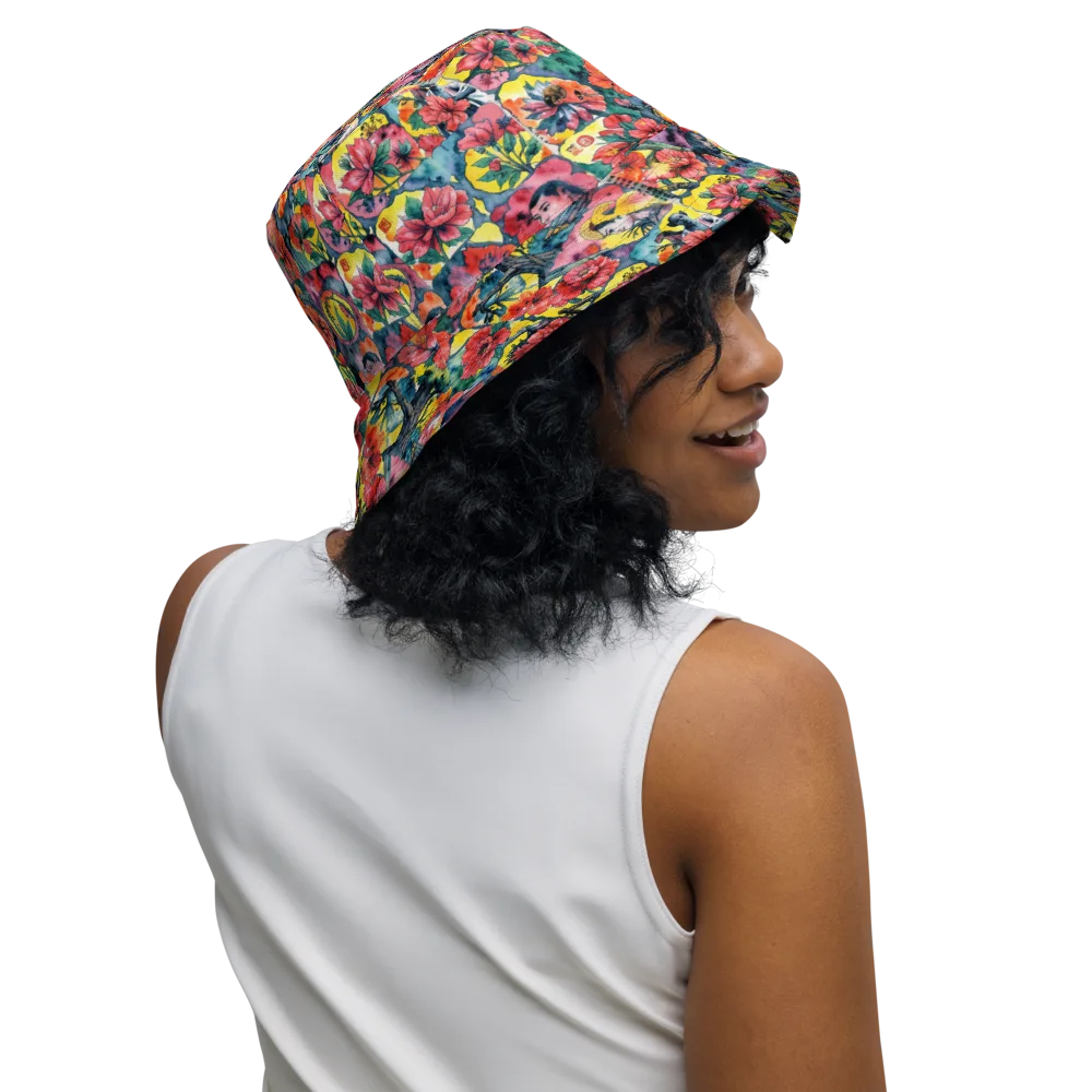 Crimson Garden Myth on Reversible Bucket Hat — Right Outside