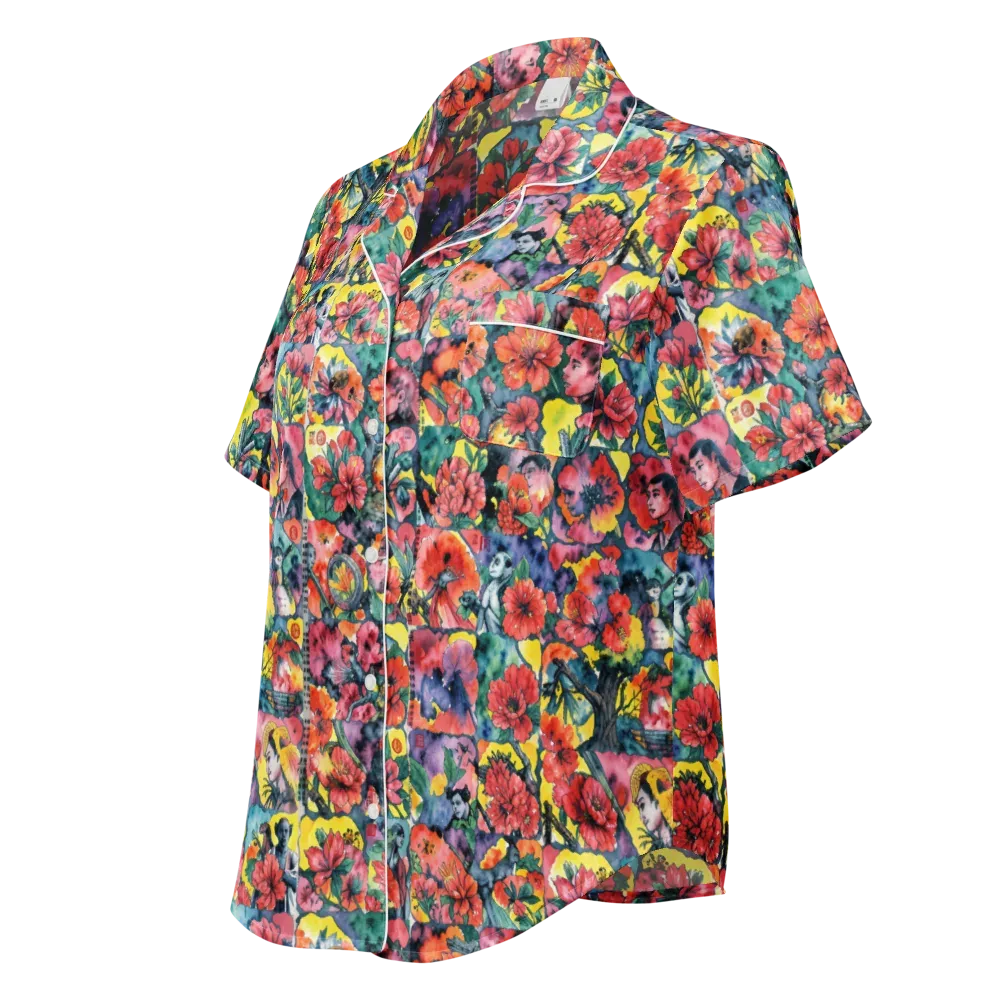 Crimson Garden Myth on Women's Short Sleeve Pajama Top — Left Front