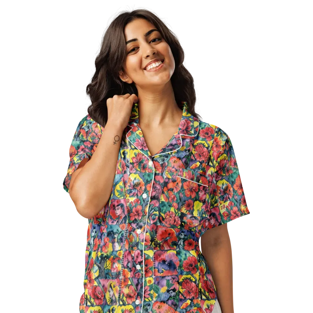 Crimson Garden Myth on Women's Short Sleeve Pajama Top — Front