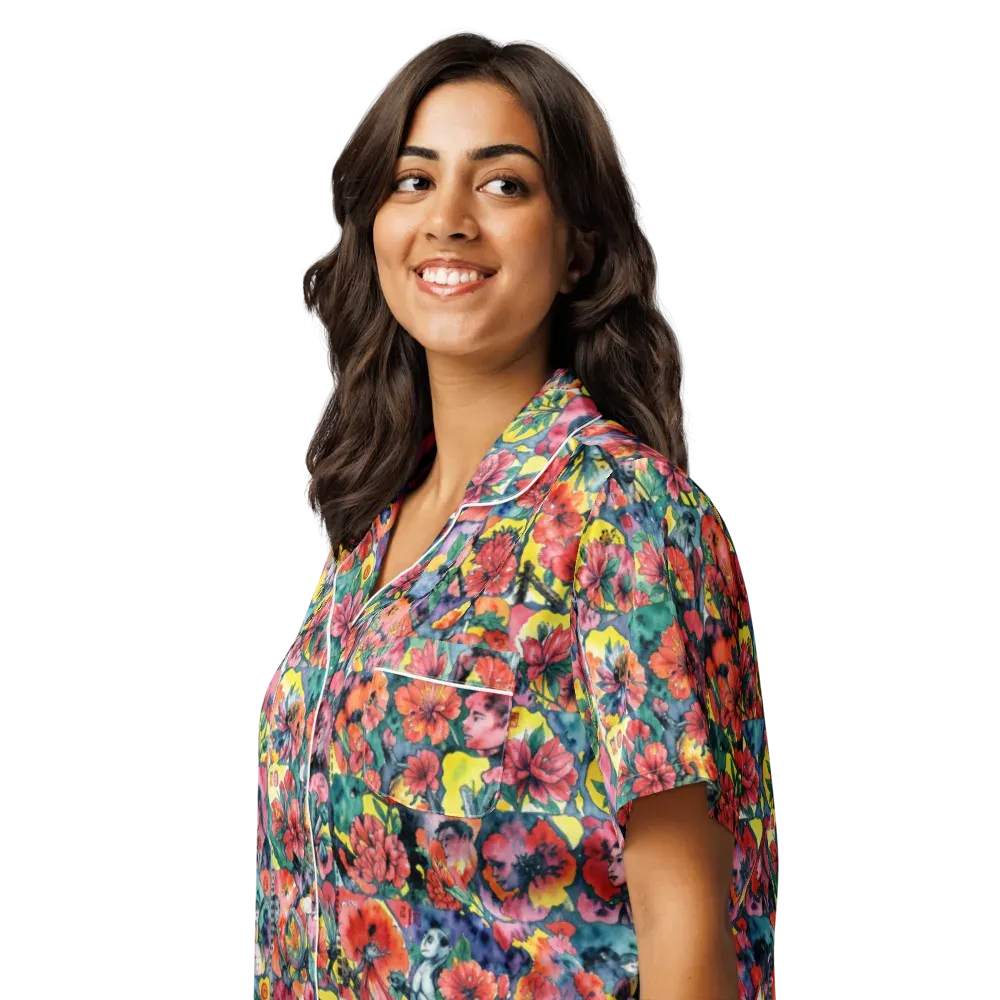 Crimson Garden Myth on Women's Short Sleeve Pajama Top — Left Front