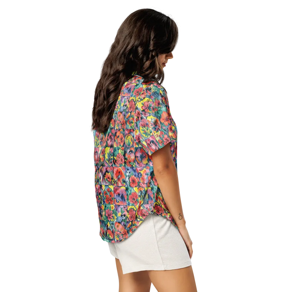 Crimson Garden Myth on Women's Short Sleeve Pajama Top — Right Back
