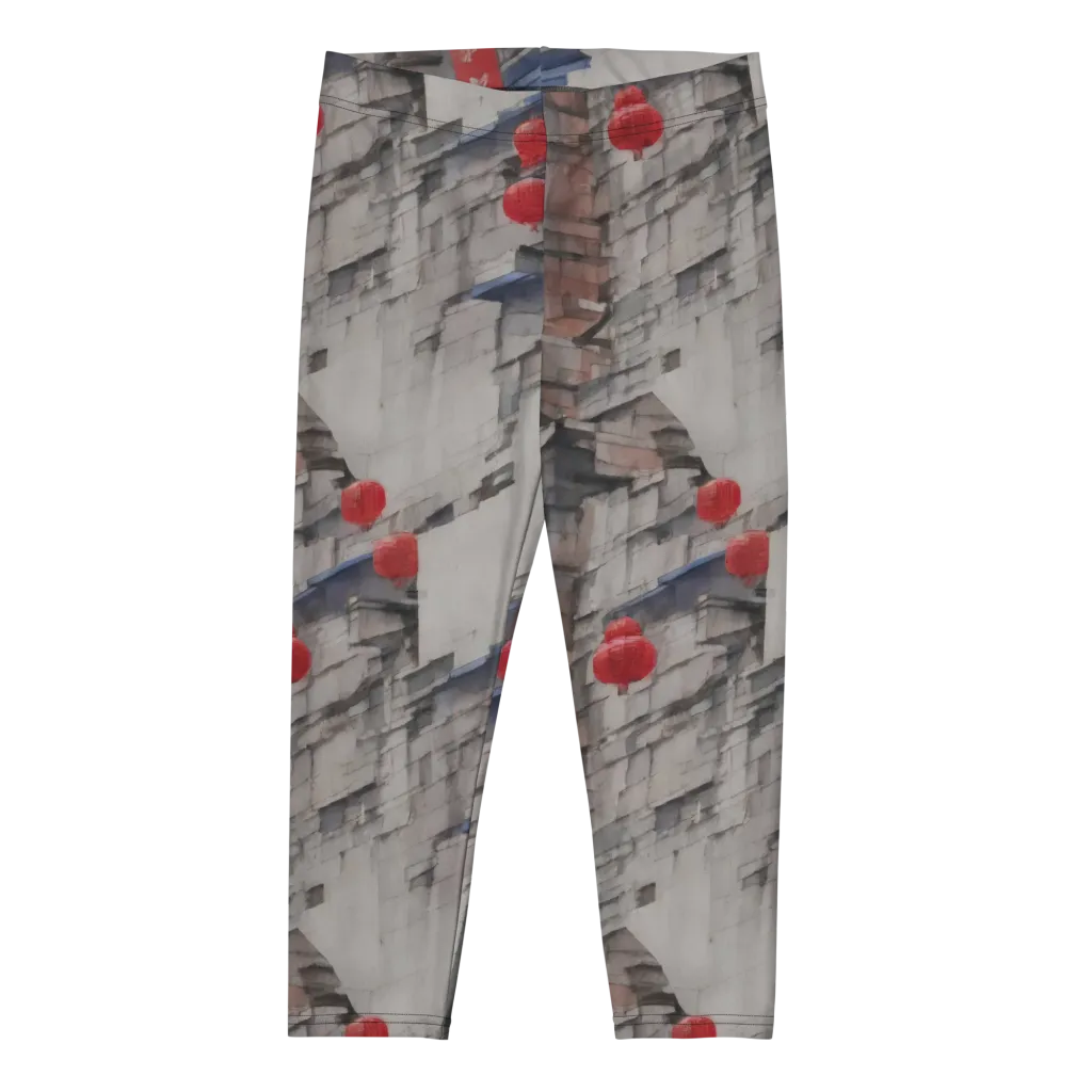 Crimson Lantern Alley on Capri Leggings — Front