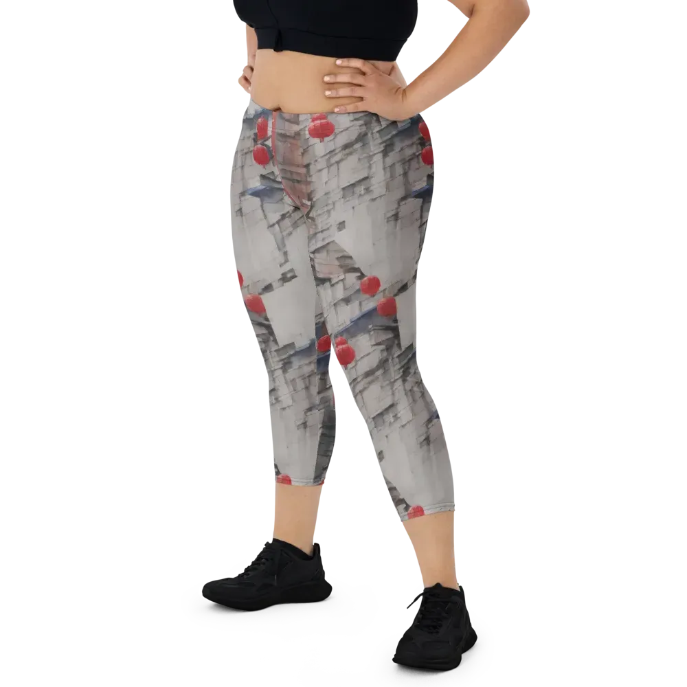 Crimson Lantern Alley on Capri Leggings — Front