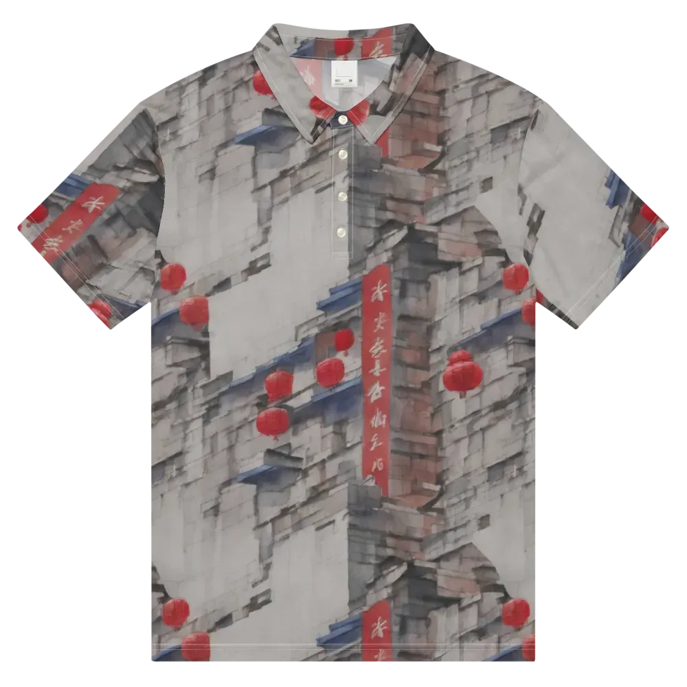 Crimson Lantern Alley on Men's Slim Fit Polo Shirt — Front