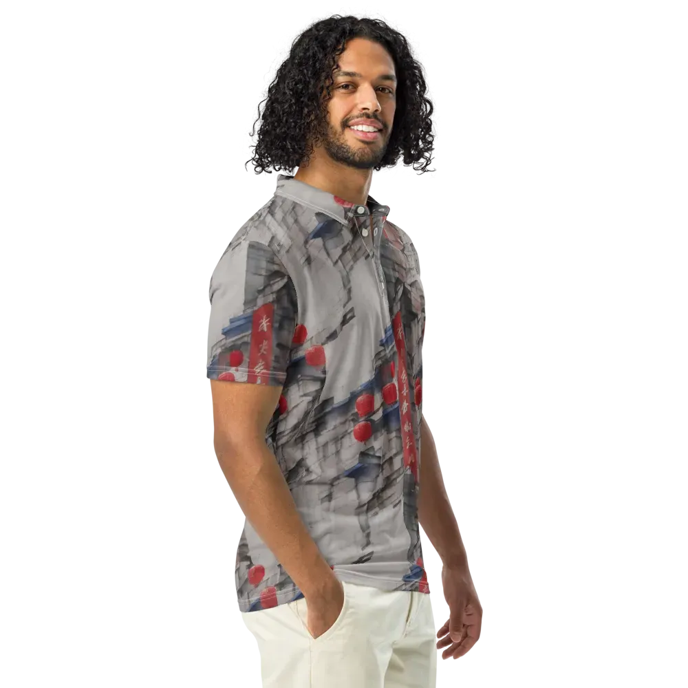 Crimson Lantern Alley on Men's Slim Fit Polo Shirt — Right Front