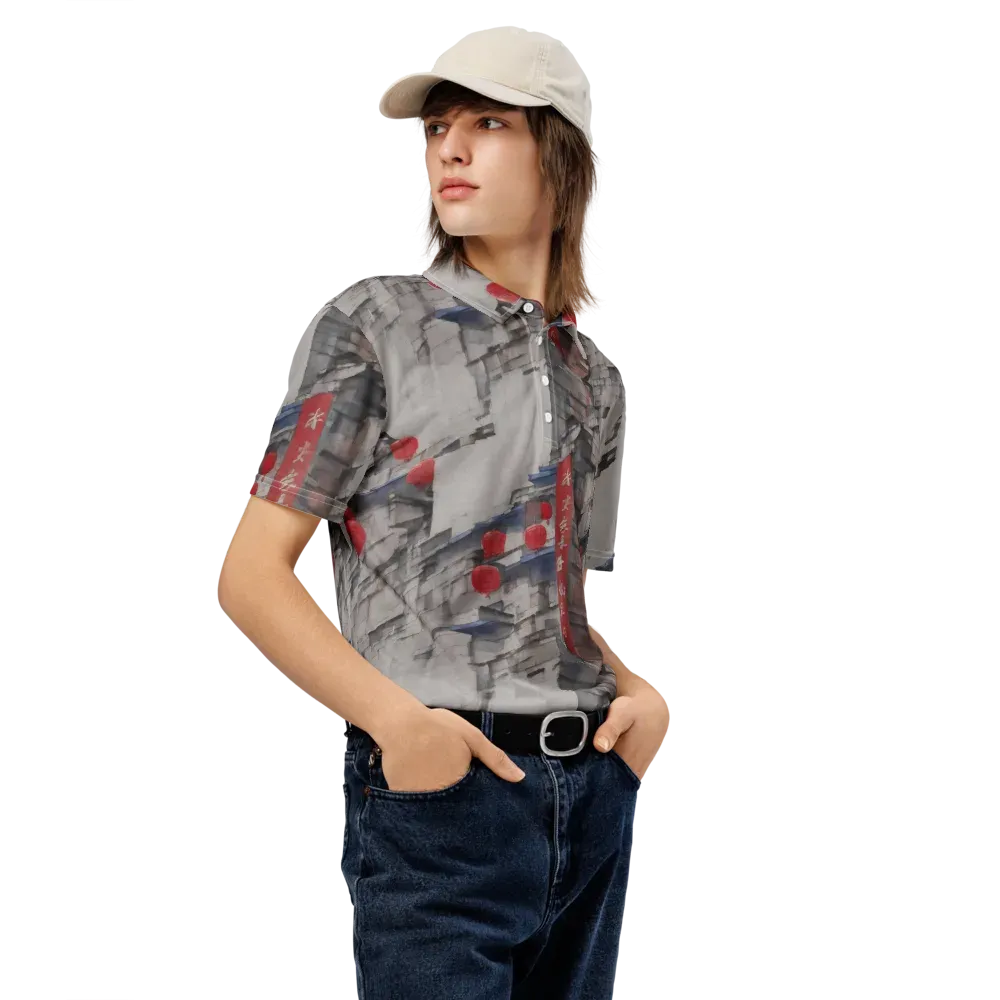 Crimson Lantern Alley on Men's Slim Fit Polo Shirt — Right Front