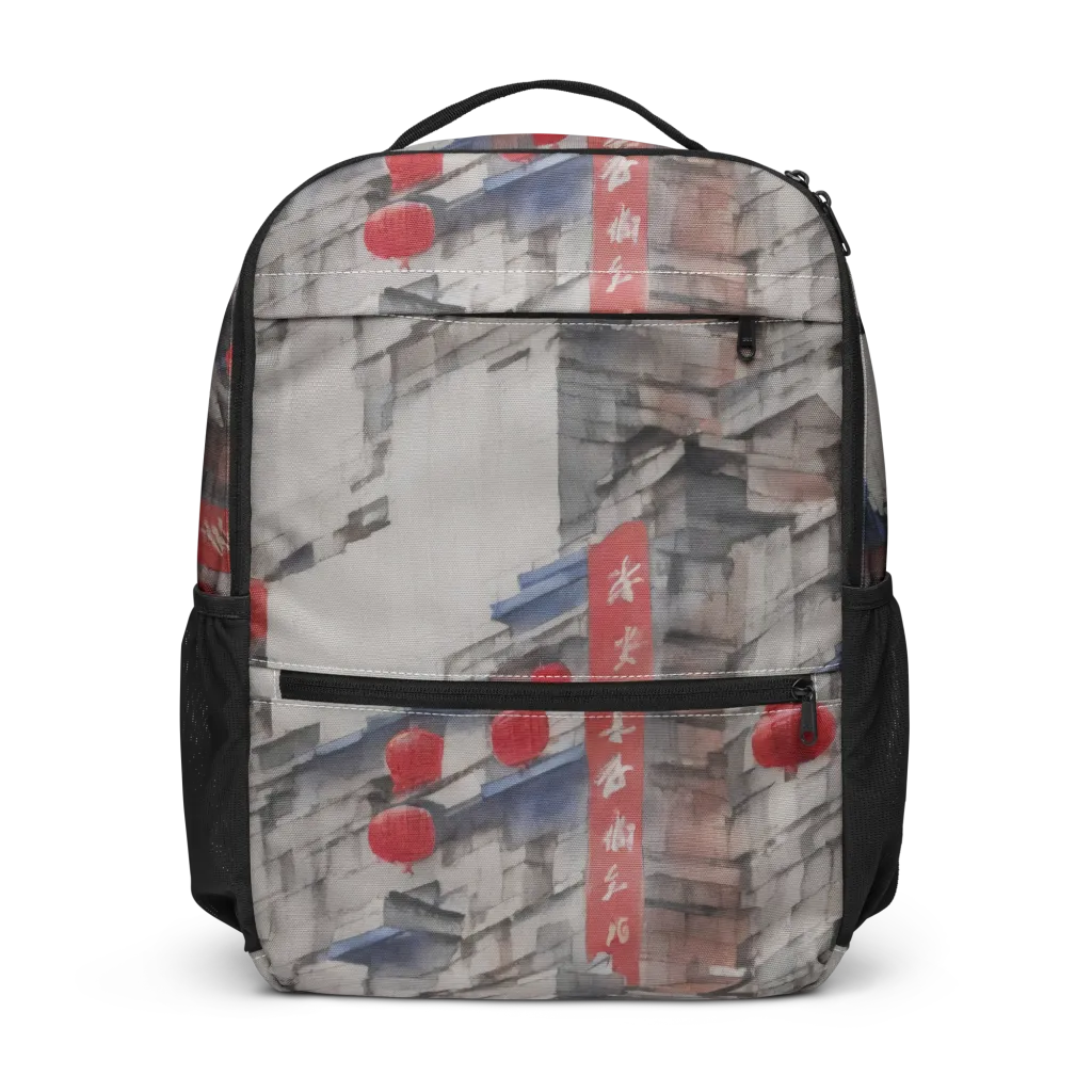 Crimson Lantern Alley on Utility Backpack — Front