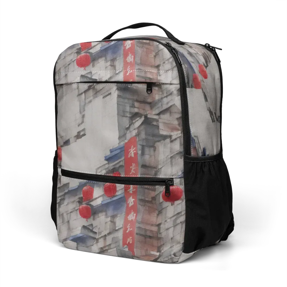 Crimson Lantern Alley on Utility Backpack — Left Front