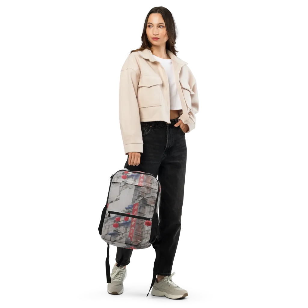 Crimson Lantern Alley on Utility Backpack — Front