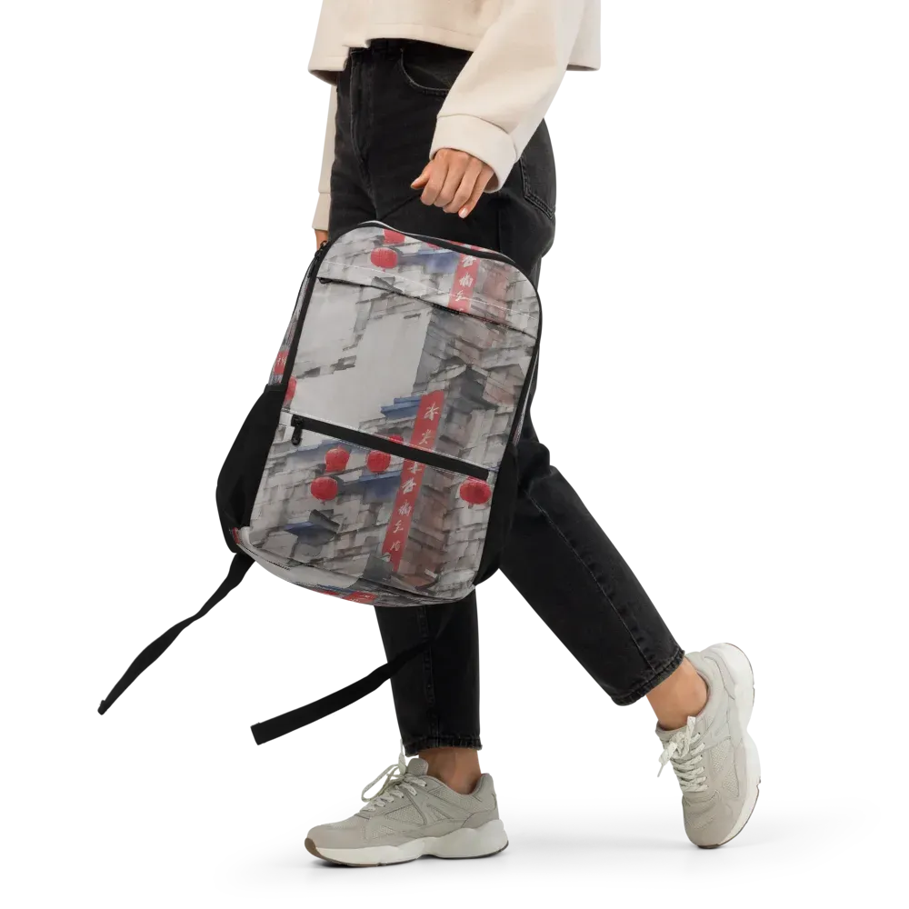 Crimson Lantern Alley on Utility Backpack — Front