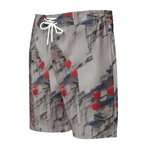Crimson Lantern Alley on a Men's Board Shorts