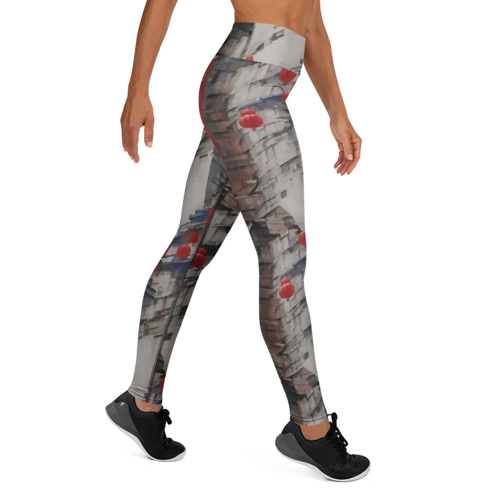 Crimson Lantern Alley on Yoga Leggings — Right