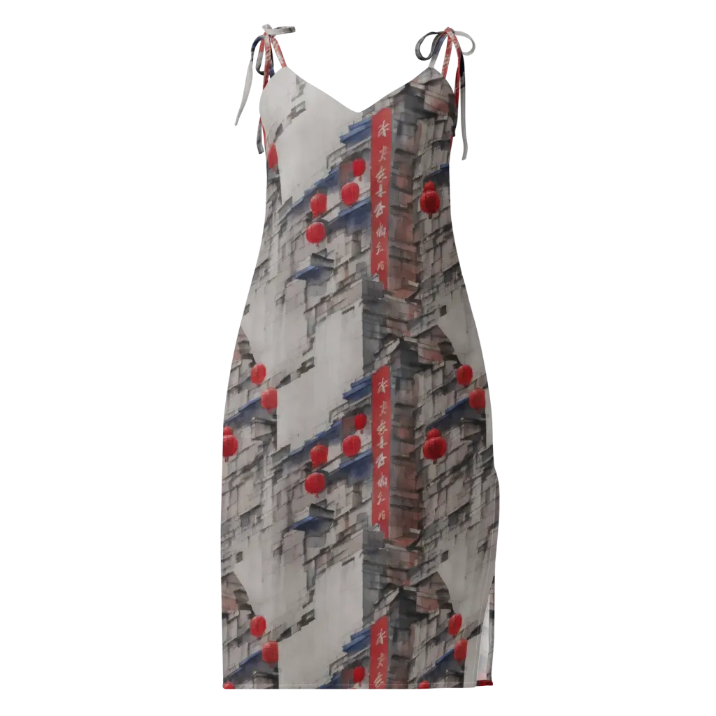Crimson Lantern Alley on Slip Dress — Front