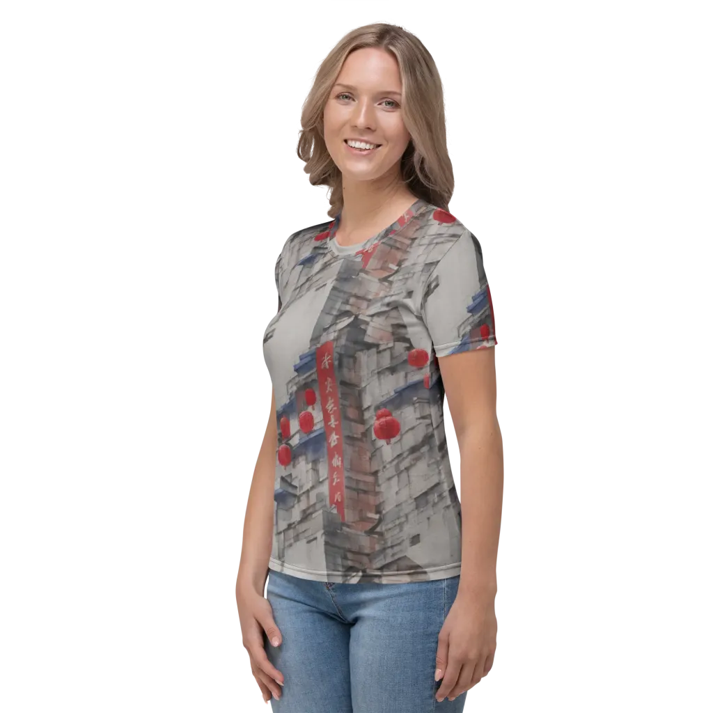 Crimson Lantern Alley on Women's Crew Neck T-Shirt — Left