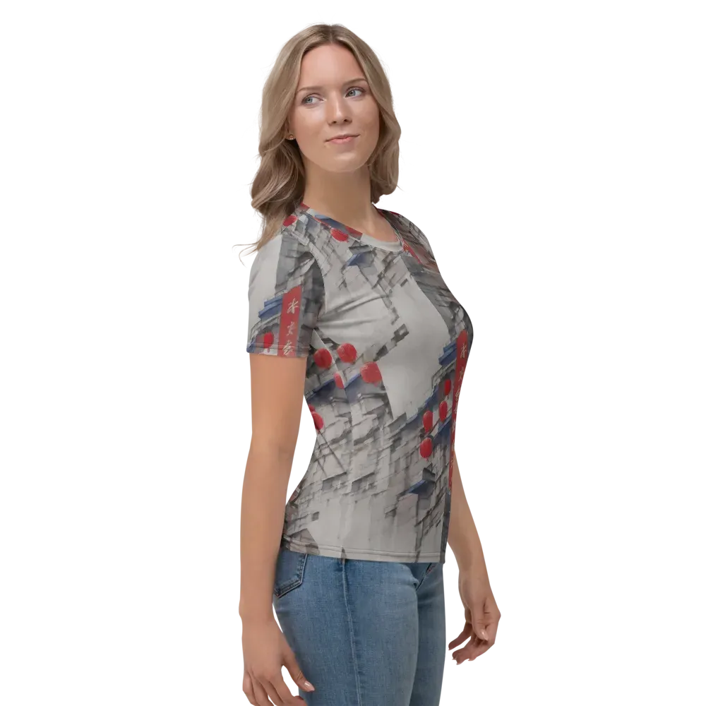Crimson Lantern Alley on Women's Crew Neck T-Shirt — Right