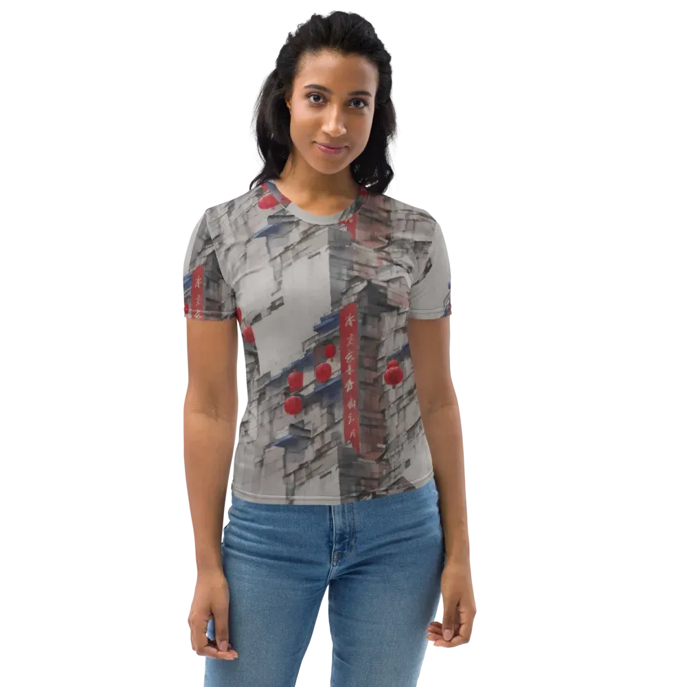 Crimson Lantern Alley on Women's Crew Neck T-Shirt — Front