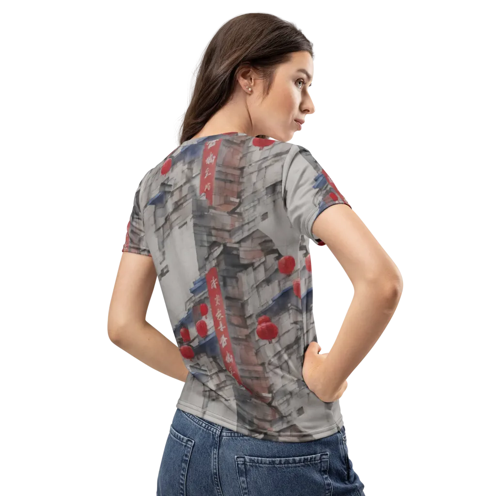 Crimson Lantern Alley on Women's Crew Neck T-Shirt — Back