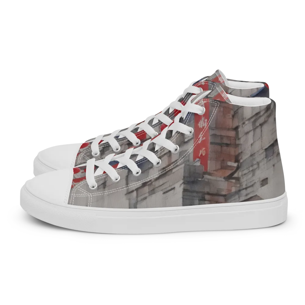 Crimson Lantern Alley on Women's High Top Canvas Shoes — Left