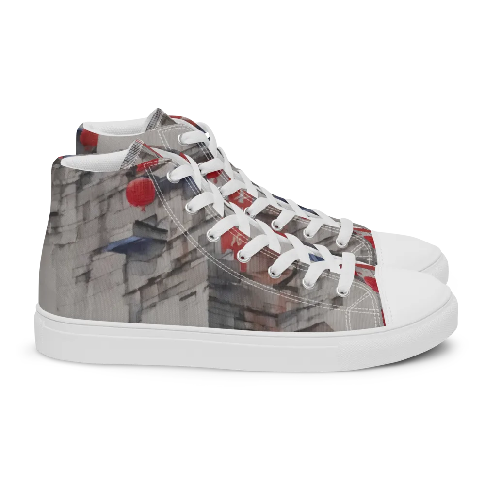 Crimson Lantern Alley on Women's High Top Canvas Shoes — Right