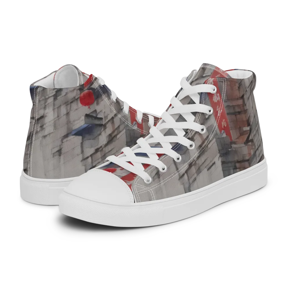 Crimson Lantern Alley on Women's High Top Canvas Shoes — Left
