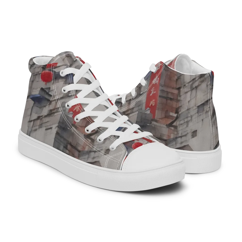 Crimson Lantern Alley on Women's High Top Canvas Shoes — Right
