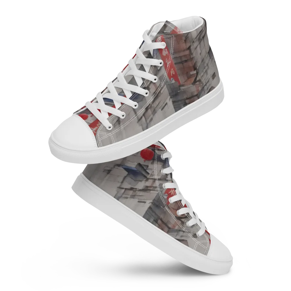 Crimson Lantern Alley on Women's High Top Canvas Shoes — Front