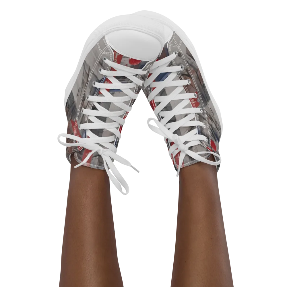 Crimson Lantern Alley on Women's High Top Canvas Shoes — Front