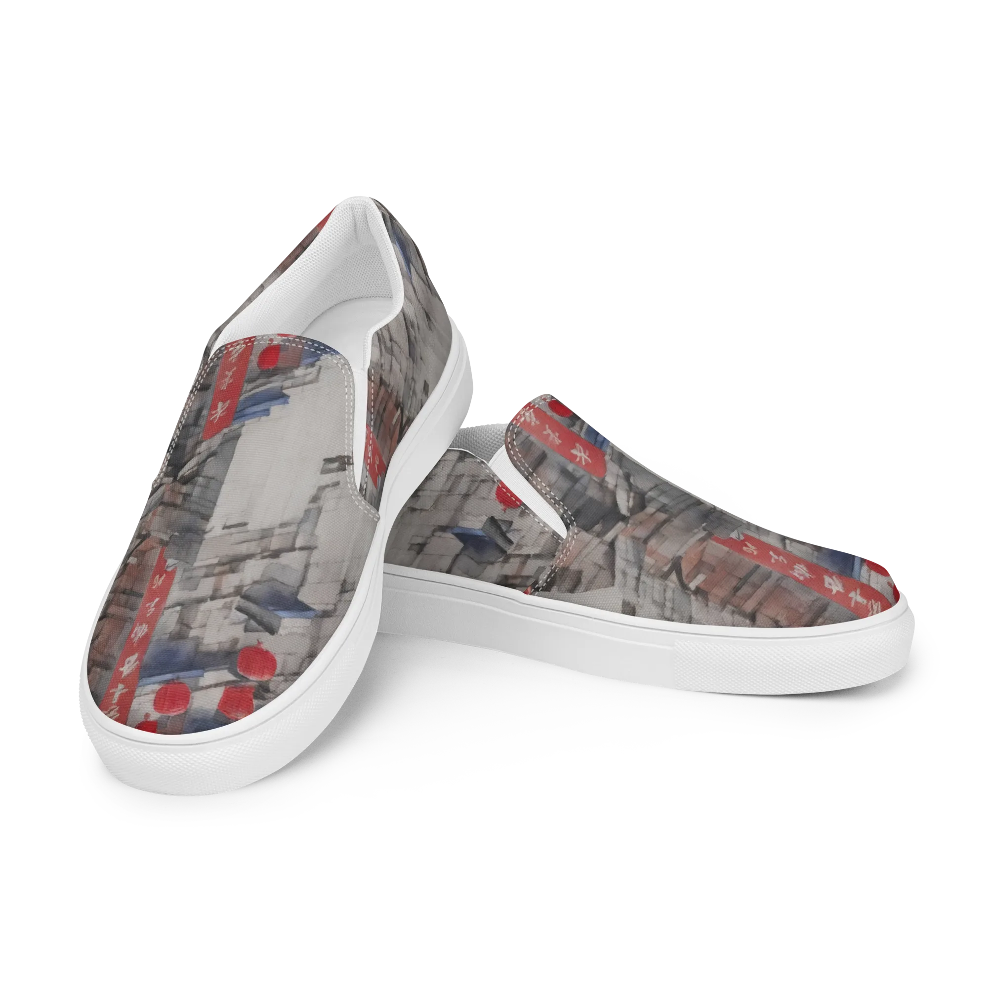 Crimson Lantern Alley on Men's Slip-On Canvas Shoes — Left Front