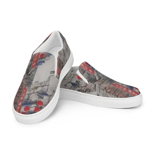 Crimson Lantern Alley on a Men's Slip-On Canvas Shoes
