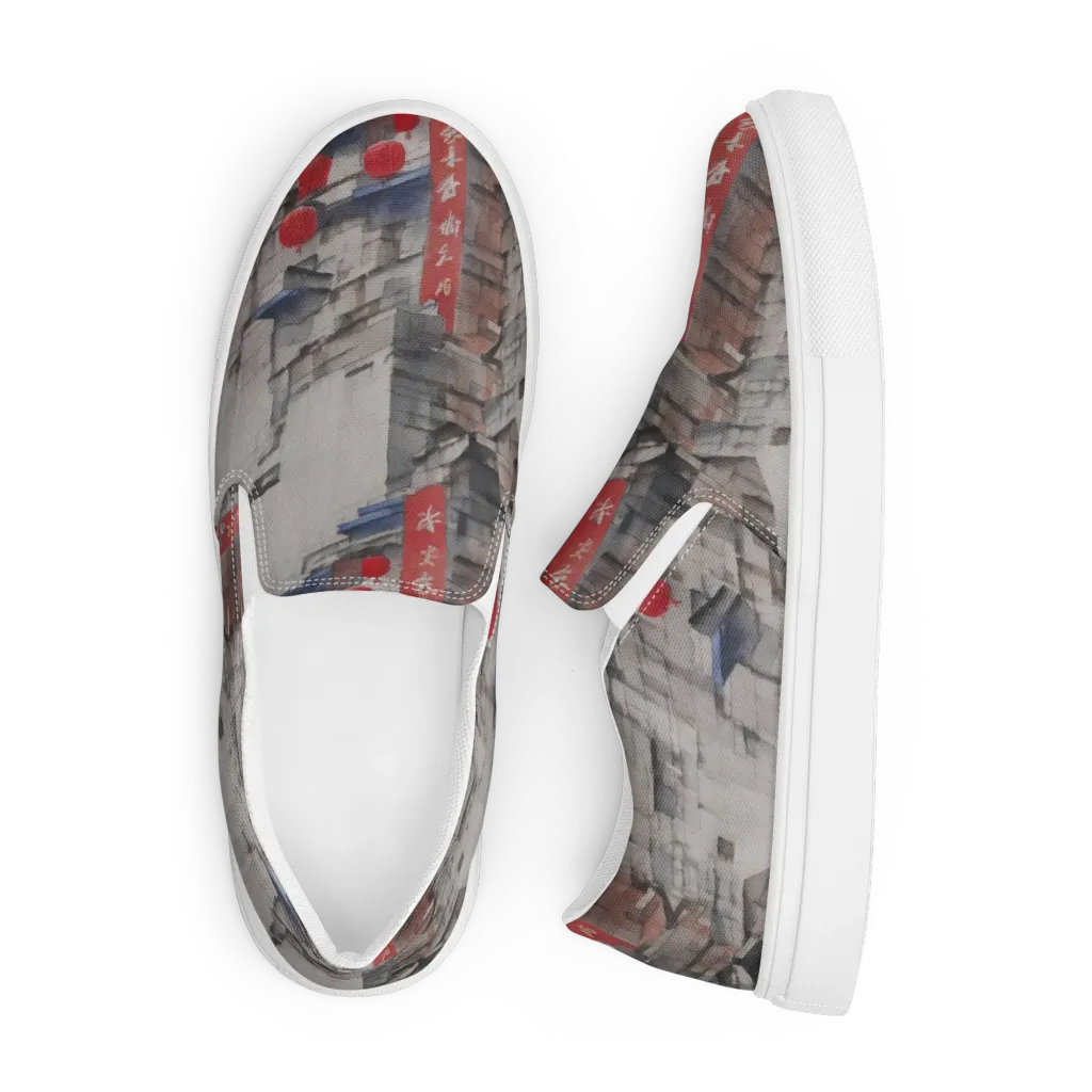Crimson Lantern Alley on Men's Slip-On Canvas Shoes — Front