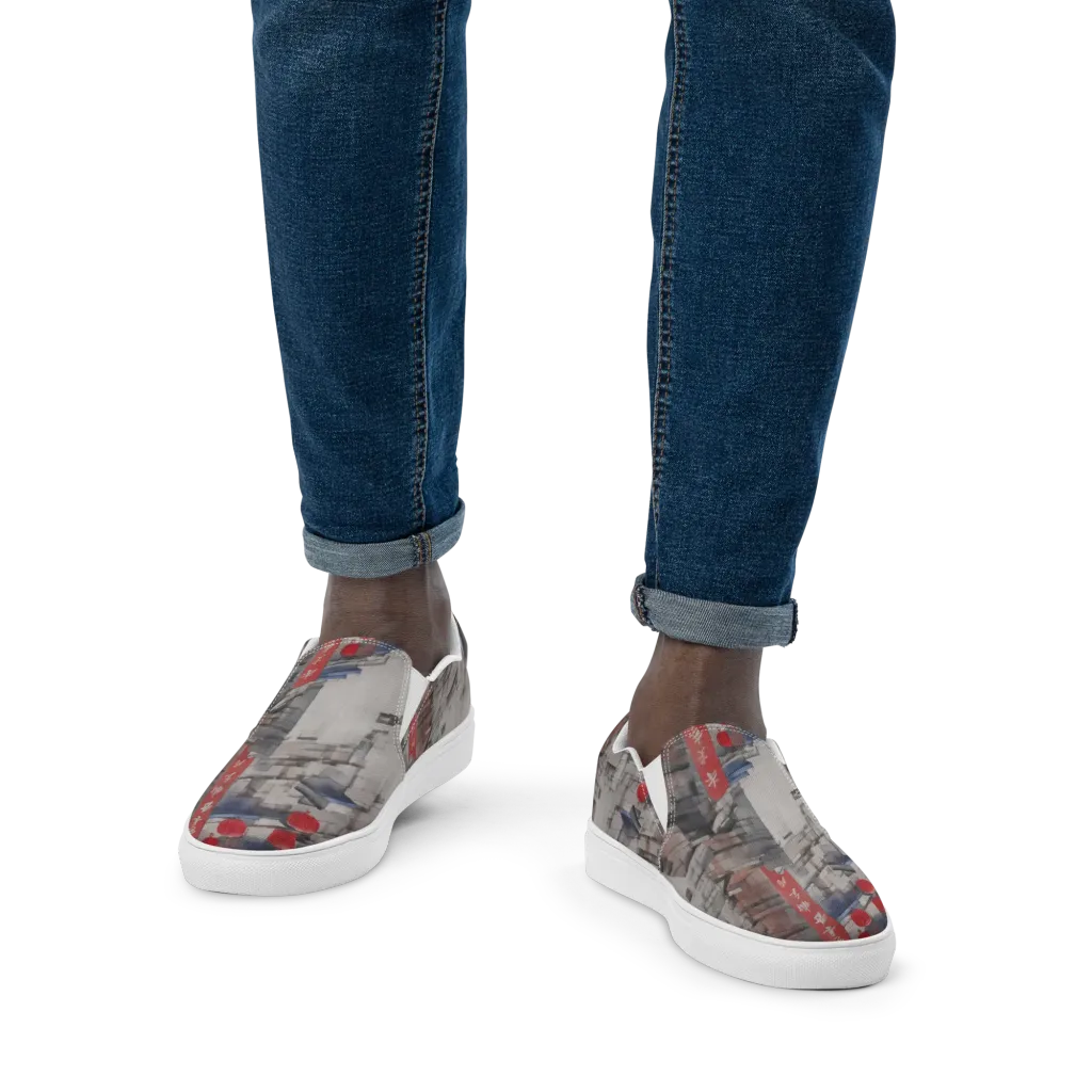 Crimson Lantern Alley on Men's Slip-On Canvas Shoes — Front