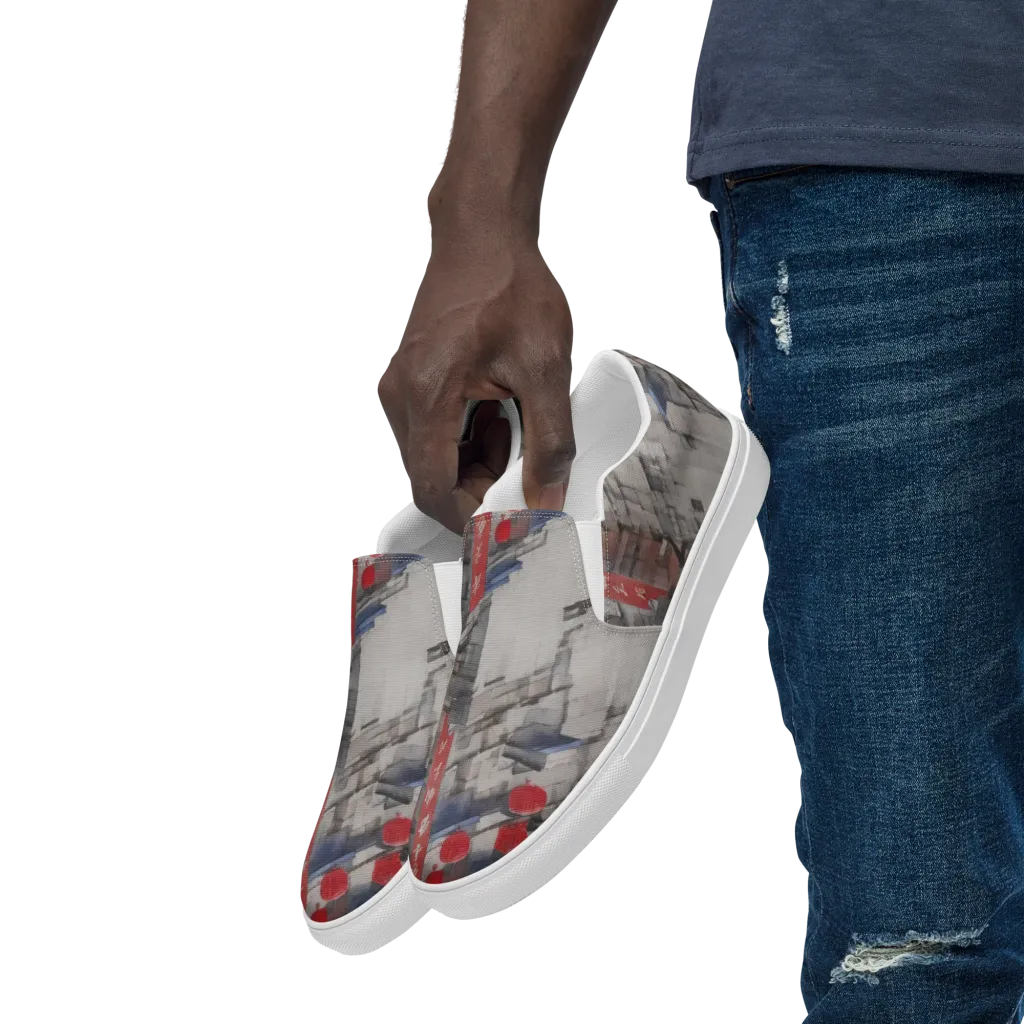 Crimson Lantern Alley on Men's Slip-On Canvas Shoes — Left Front