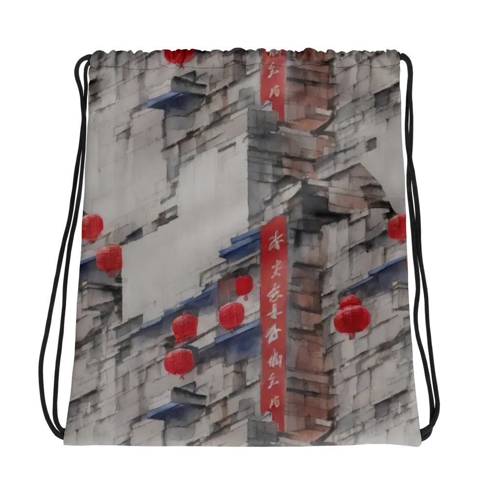 Crimson Lantern Alley on Drawstring Bag — Photo