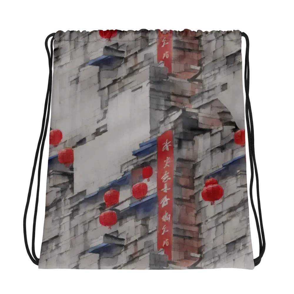 Crimson Lantern Alley on Drawstring Bag — Photo