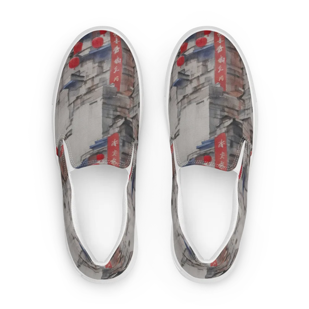 Crimson Lantern Alley on Women's Slip-On Canvas Shoes — Front