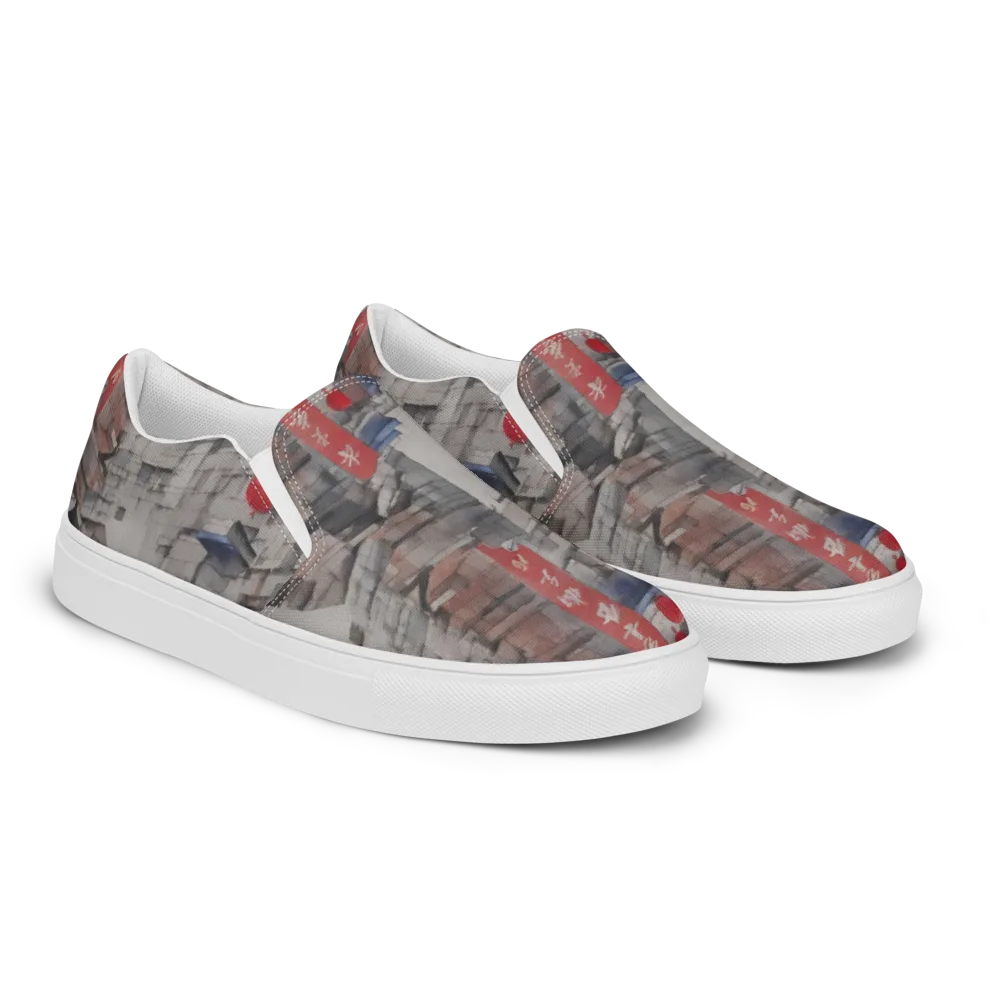 Crimson Lantern Alley on Women's Slip-On Canvas Shoes — Right Front
