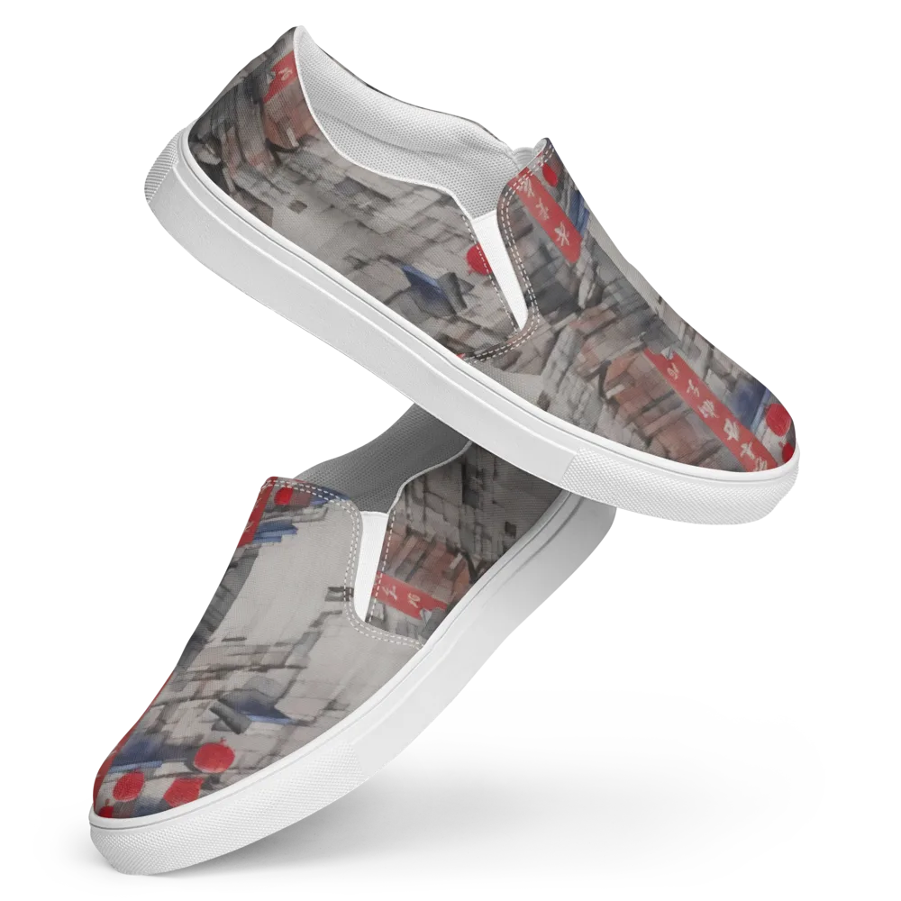 Crimson Lantern Alley on Women's Slip-On Canvas Shoes — Front