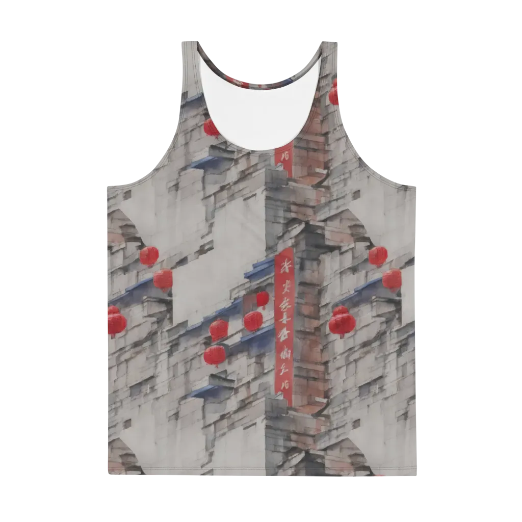 Crimson Lantern Alley on Men's Tank Top — Front