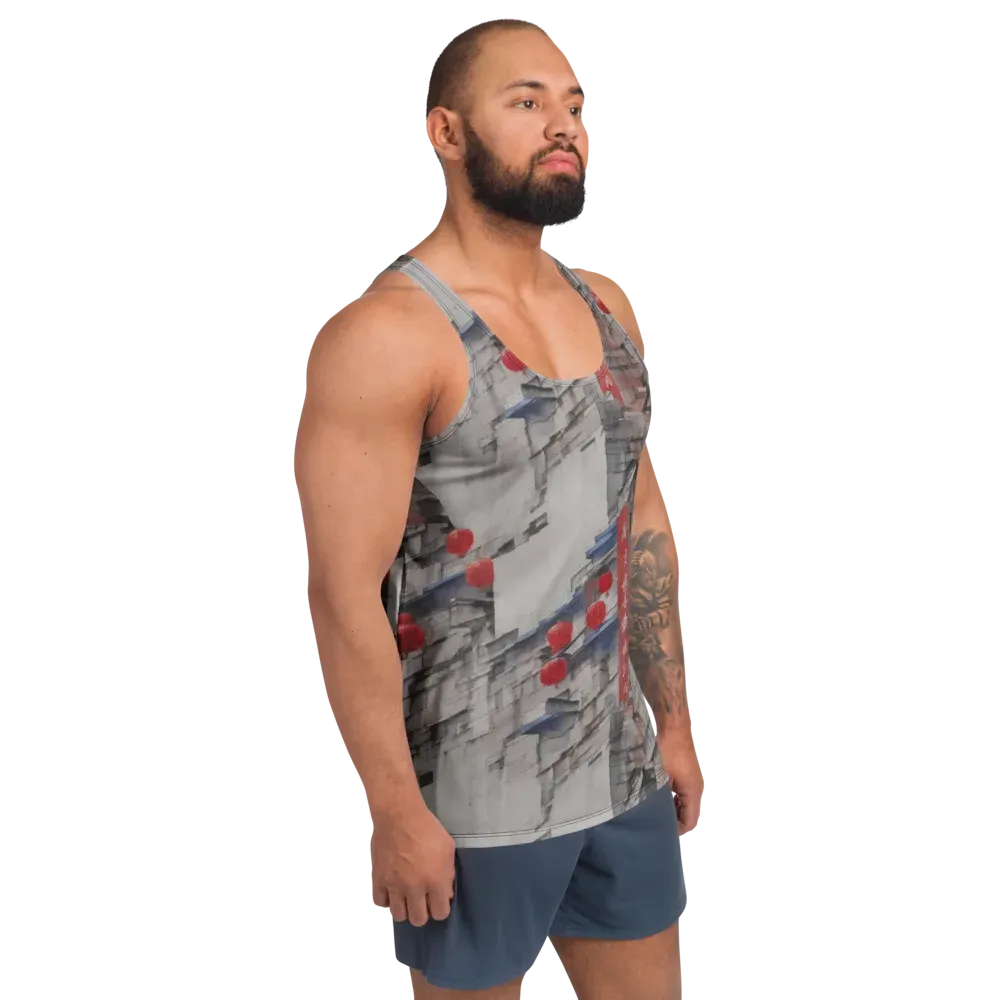 Crimson Lantern Alley on Men's Tank Top — Right Front