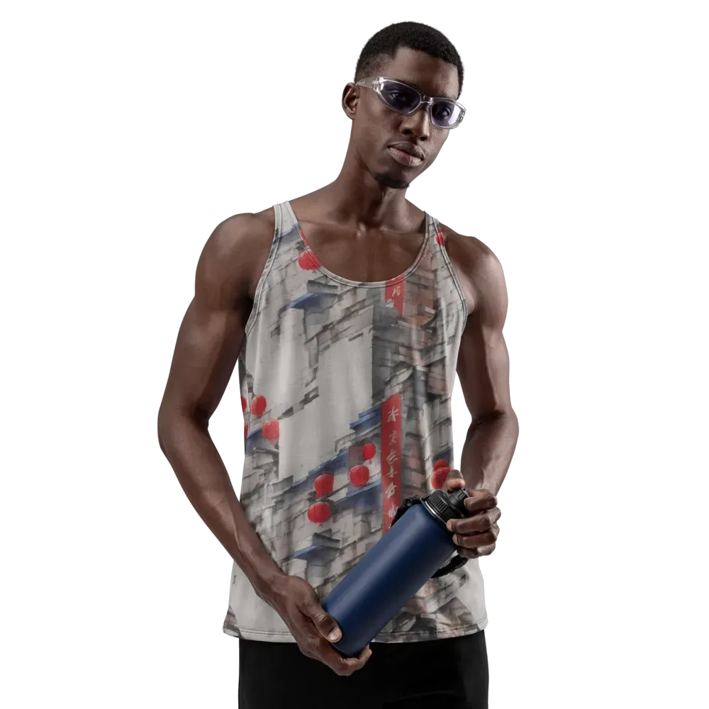 Crimson Lantern Alley on Men's Tank Top — Front