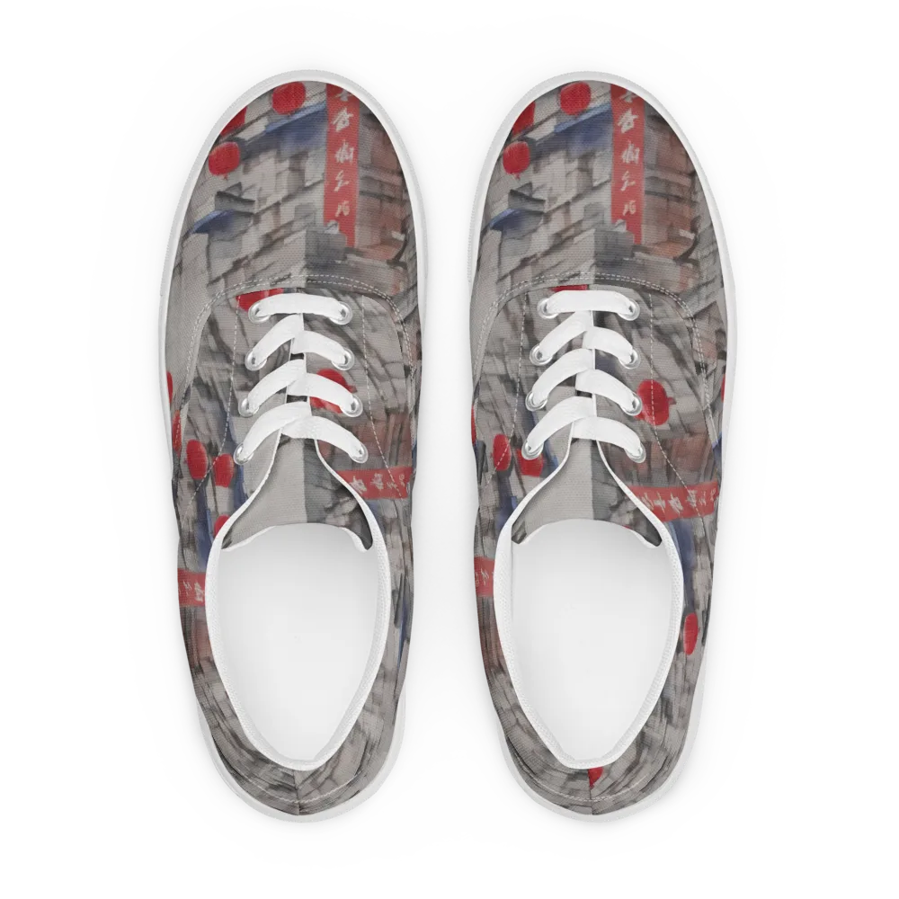 Crimson Lantern Alley on Men's Lace-Up Canvas Shoes — Front