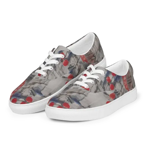 Crimson Lantern Alley on a Men's Lace-Up Canvas Shoes