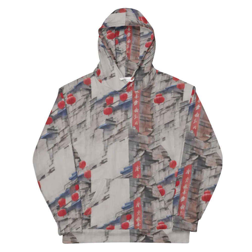 Crimson Lantern Alley on Cotton Hoodie — Front