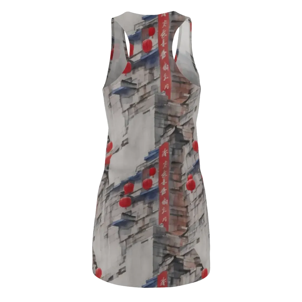 Crimson Lantern Alley on Racerback Dress — Back