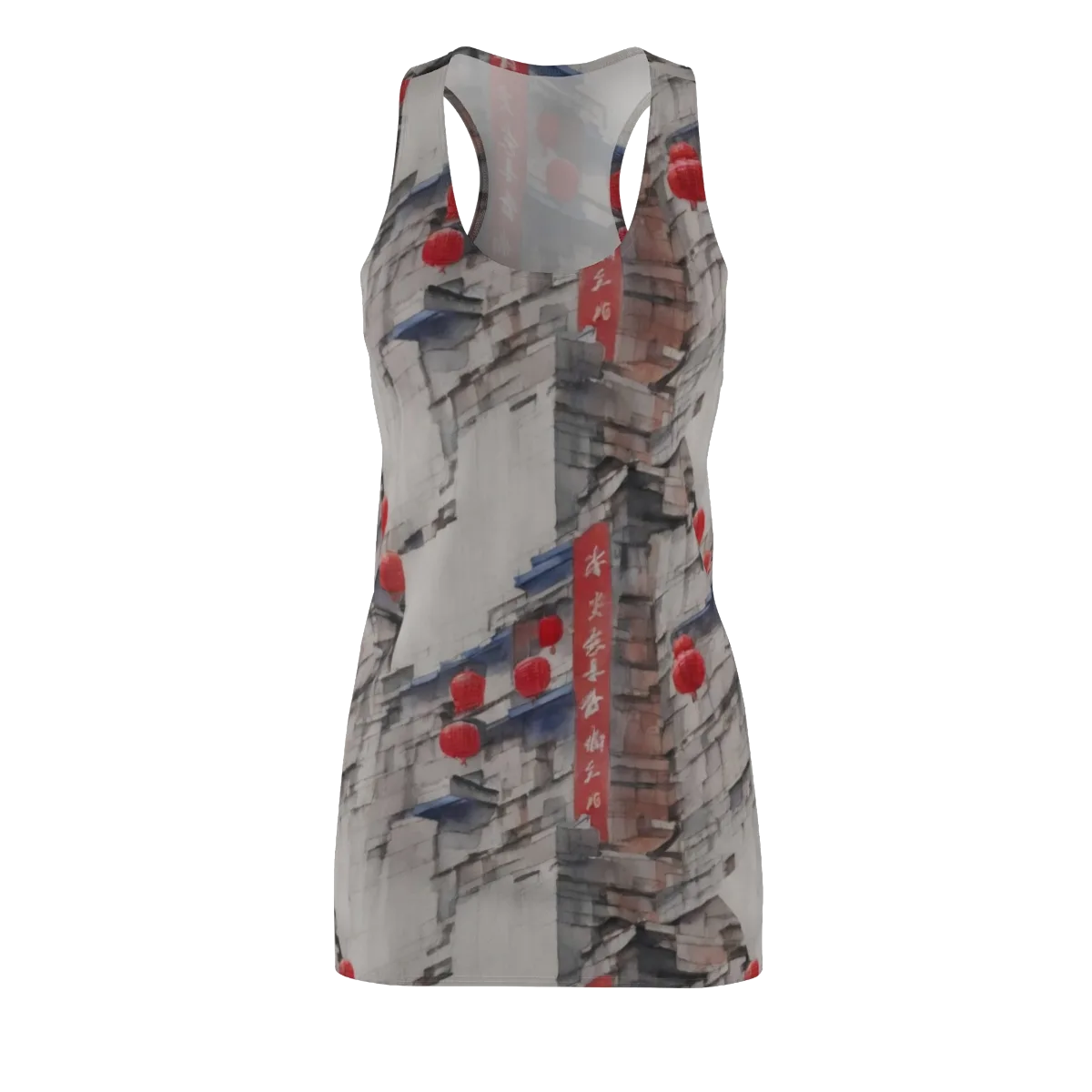 Crimson Lantern Alley on Racerback Dress — Front