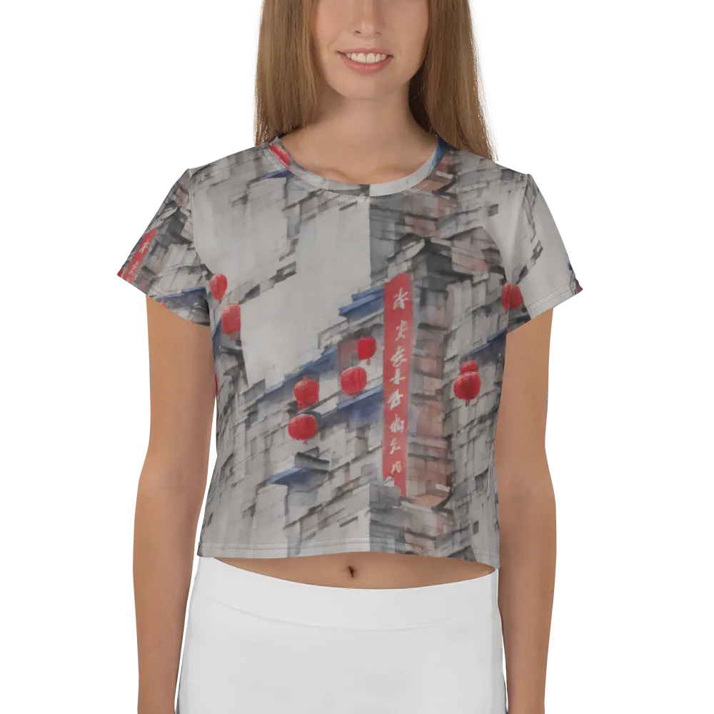 Crimson Lantern Alley on Crop Tee — Front