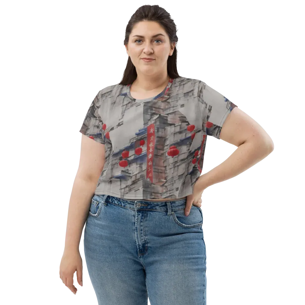 Crimson Lantern Alley on Crop Tee — Front