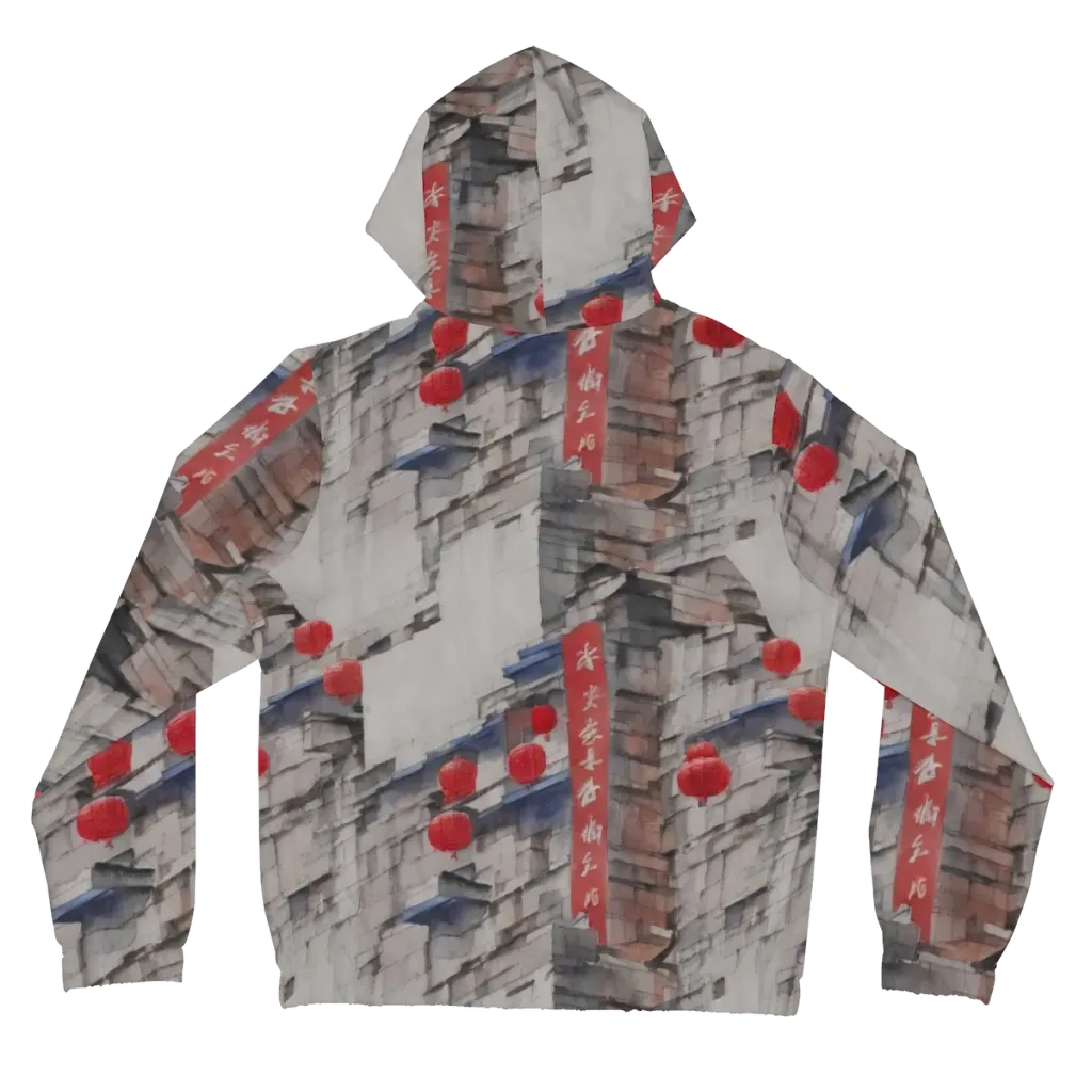 Crimson Lantern Alley on Women's Full-Zip Hoodie — Back